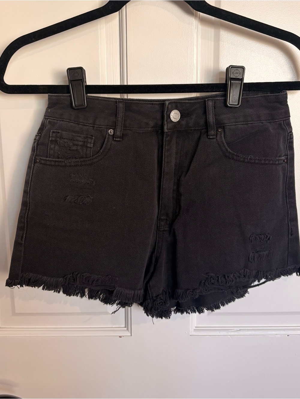 Pacsun High Rise Festival Denim Shorts Frayed hem zipper closure distressed